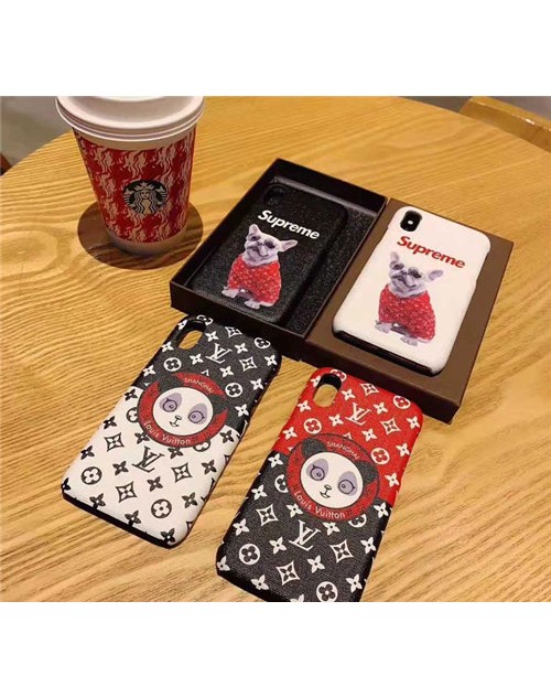 supreme iPhone xr/xs max/xsケース ルイヴィトン iphone x/8/7スマホケースgalaxy s10/s10+/s9ケース ブランド Iphone6/6s Plus Iphone6/6sカバー ジャケット パンダ絵柄 ブサカワ犬絵柄