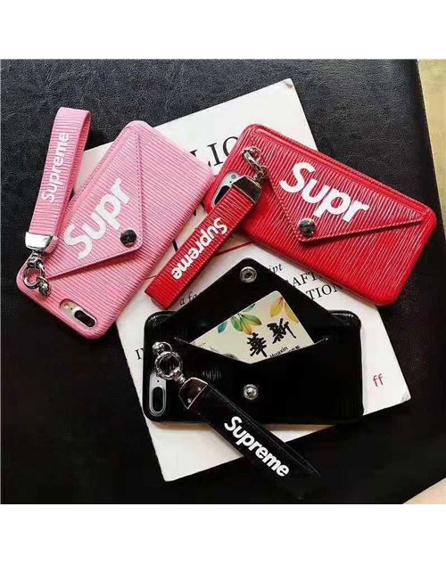 supreme iPhone xr/xs max/xsケース シュプリーム iphone x/8/7スマホケース ブランド Iphone6/6s Plus Iphone6/6sカバー ジャケット 封筒デザイン ストラップ付き