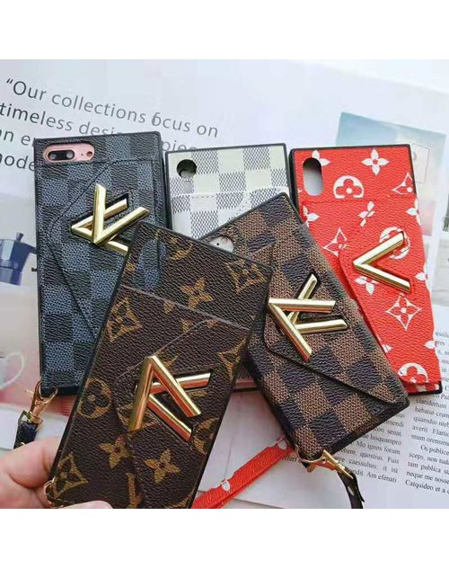 lv iPhone 11/11pro max/xr/xs max/xsケース ルイヴィトン iphone x/8/7スマホケース ブランドIphone6/6sカバー ジャケット ストラップ付き カード入れ6個　