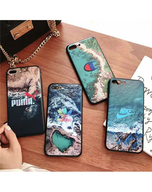 nike iPhone xr/xs max/xsケース アディダス iphone x/8/7スマホケース ブランドchamipion Iphone6/6s Plus Iphone6/6sカバー 渚絵柄