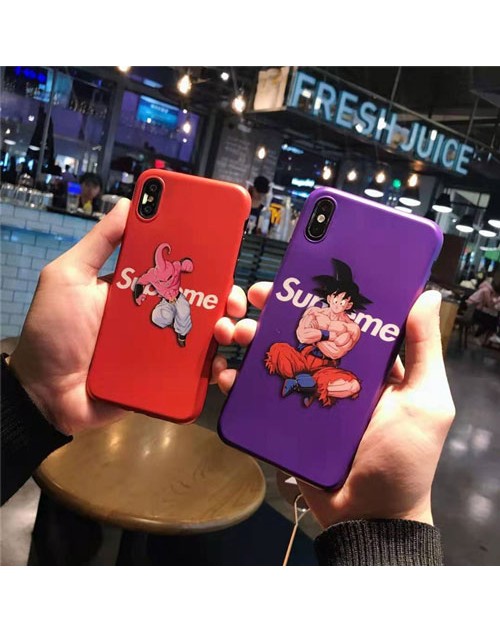 supreme iPhone xr/xs max/xsケース シュプリーム iphone x/8/7スマホケース ブランド Iphone6/6s Plusカバー 悟空絵柄 魔人ブウ絵柄 ジャケット 