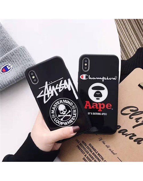 stussy ステューシー Aape iphone xr/xs max/Xケースァッション カコイイ絵柄iphone X/8/7 plusケース ブランド ファッションアイフォン6/6ｓプラス ジャケット型