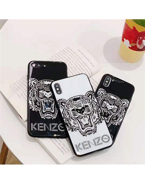 ケンゾー kenzo iphone xr/xs maxケース 虎頭付き アイフォン xs/xケース ブランドカッコイイ iphone 8/7 plusケースファッションオシャレ 人気ペア