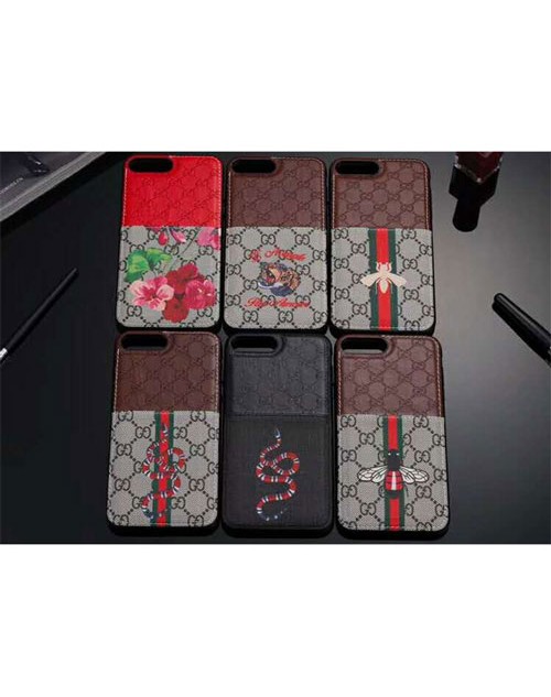 グッチ gucci iphone xr/xs maxケース ブランドGalaxy s10/s9/s8 plusケース オシャレ虎 ミツバチ 蛇付きアイフォン 8/7/6s plusケース カードポケット付き