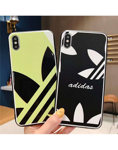 adidas アディダス iphone xr/xs  maxケース オシャレ運動風 iphone x/xsケース クローバー アイフォン 8/7/6s plusケース ファッションブランド