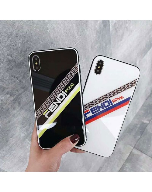 fendi iphone xr/xs maxケース フェンデイ iphone xs/xケース ブランド アイフォン8/7/6s plusケースオシャレガラス表面 ファッシション独特