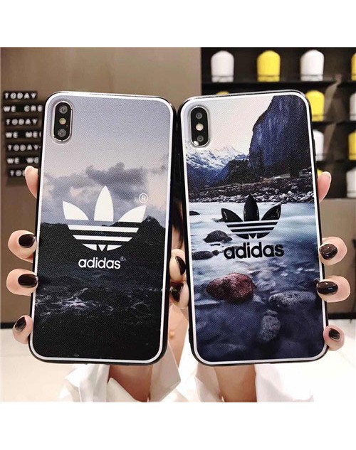 adidas アディダス iphone xr/xs maxケース 運動風 アイフォン x/10sケース オシャレ景色プリント iphone 8/7/6s plusケースファッション大人気