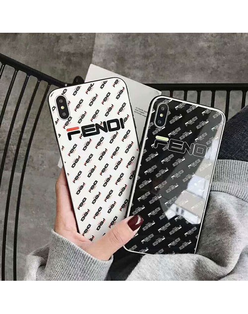 フェンデイ fendi iphone xr/xs maxケース ブランド iphone xs/xケースガラス表面 アイフォン 8/7 plusケースオシャレ経典カップル