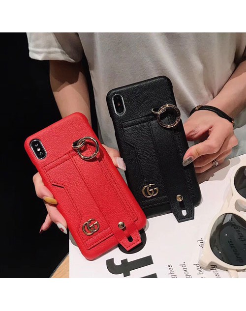 グッチ iphone xr/xs maxケース ブランド gucci アイフォン x/xsケース ハンドベルト付き iphone 8/7 plusケース大人気 個性