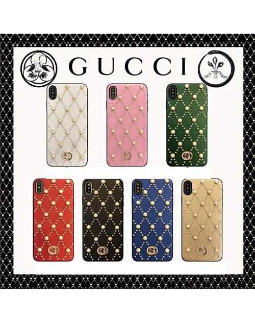 グッチ iphone xr/xs max/11promaxケースブランド gucci アイフォンxs/xケースオシャレ真珠 ダイヤモンド付き iphone 8/7 plusケースレディース向けチェーン付きiphone テンアールケースファッション