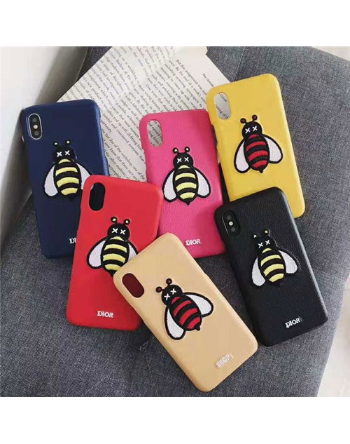 DIOR ディオール iphone xr/xs maxケース ブランドiphone x/11/XIケース可愛い刺繍ミツバチ レディース向け アイフォン 8/7 plusケース お洒落大人気