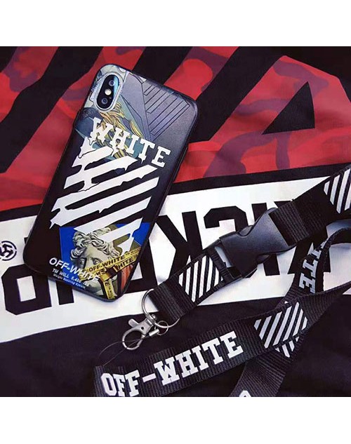 OFF-White  iphone XI/11R/11 MAXケースブランド オーフホワイト iphone xr/xs maxケース個性潮流 アイフォンx/8/7 plusケース ストラップ付き