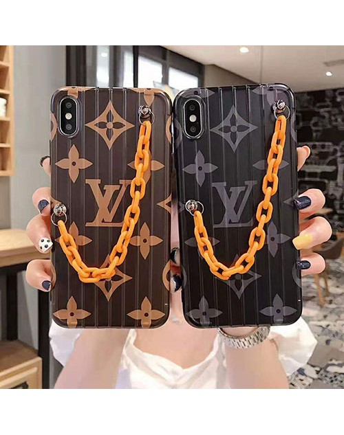 lv ルイヴィトン iphone 11/11pro maxケースブランド iphone xr/xs maxケース オシャレチェーン付き アイフォン x/8/7 plusケース ファッション高級 トランクデザイン