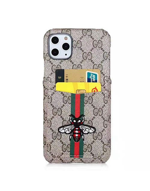 Gucci/グッチ iPhone 11/11 pro maxケース 自然風刺繍 個性 ポケット付き Huawei P30/P30proケース アイホーンxr/xs maxケース ブランド galaxy note10/s10+iphone x/8/7 plusケース ファッションカード 人気