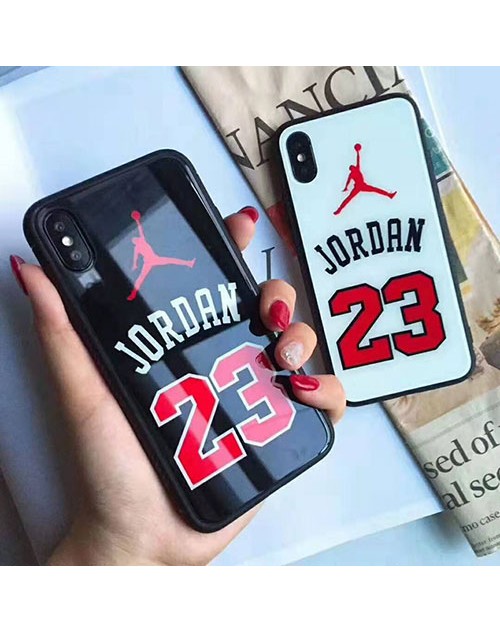 jordanジョーダン iphone11/11pro maxケースブランド 男女兼用 iphone xr/xs maxケーススポーツ風 アイフォンx/8/7 plusケースオシャレガラス表面 ファッション人気