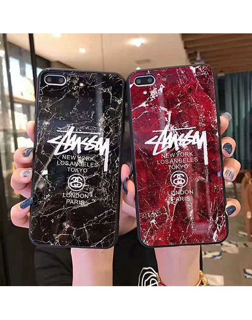 ステューシー iphone11/11pro maxケース ブランドstussy iphone xr/xs maxケース 潮流個性 アイフォン x/8/7 plusケースオシャレ大理石紋 