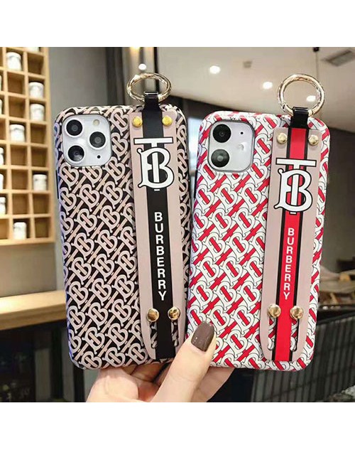 Burberry iphone13/13 pro/13 pro max/13 miniケース バーバリー iphone xr/xs maxケース 経典イギリス風 iphone x/8/7 plusケースハンドベルト付きファッションお洒落ペアお揃い