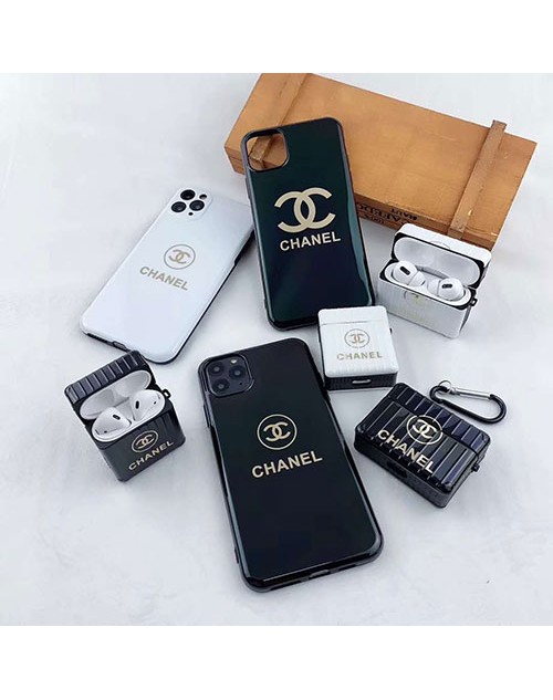 シャネル ブランド iphone 12 mini/12 pro max/12 pro max/11ケース かわいい シンプル Chanel 黒白色 Airpods 1/2/3/pro収納ケース ペアお揃い iphone 11 pro/11 pro maxケース 安い エアーポッズ プロ モノグラム アイフォンxr/xs/x/8/7/se2ケース メンズ レディース