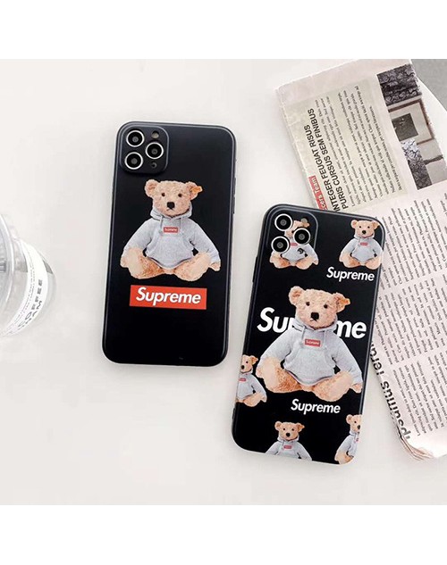 Supreme/シュプリーム 熊柄 iphone 12 mini/12 pro/12 max/12 pro maxケース ビジネス ストラップ付きシンプル iphone 7/8/se2ケース ジャケットiphone xr/xs max/11proケースブランド