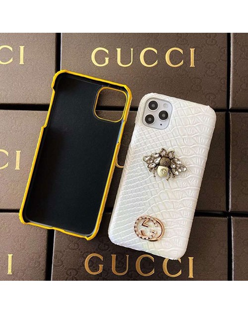 グッチ ブランド iphone12/12 pro max/12 mini/12 proケース かわいい 蜂柄飾り Gucci ペアお揃い アイフォン11ケース iphone xs/x/8/7/se2ケース メンズ iphone11/11pro maxケース 安い iphone xr/xs max/11proケース ハイブランド レディース