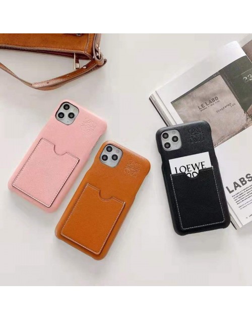 LOEWE レザー ブランド iphone12/12 mini/12 pro/12 pro maxケース ロエベ カード入れ モノグラム 経典 ins風 かわいい アイフォン11/xs/x/8/7 plus/11pro maxケース ファッション 大人気 メンズ レディース