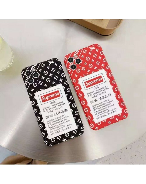 ルイヴィトン シュプリーム コラボ iphone12/12mini/12pro maxスマホケース ブランド タグ柄 モノグラム LV Supreme ジャケット型 iphone11/11 pro max/x/8/7ケース 人気 2020 iphone12 proケース LINE注文可 高級 メンズ レディース