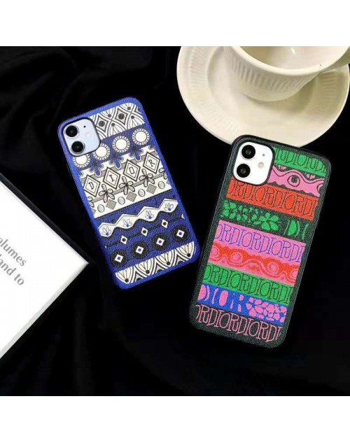 Dior/ディオール ペアお揃い 刺繍柄 アイフォン12 pro/12 mini/12 pro maxケース かわいい ビジネス ジャケット型 iphone 12/11/xs/x/8/7ケース 高級 人気モノグラム iphone12pro/11pro maxケース ブランド