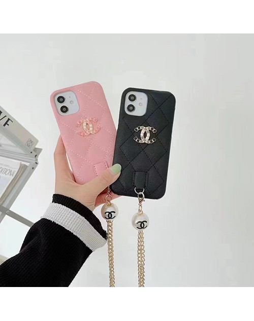 CHANEL シャネル ブランド iphone 13 pro/13 pro max/13 miniケース 激安 ストランプ付き レザー かわいい 斜め掛け セレブ愛用 縫い ジャケット 菱形紋 アイフォン13/13プロ/13ミニ/12/11/x/xs/xr/8/7カバー ファッション レディース