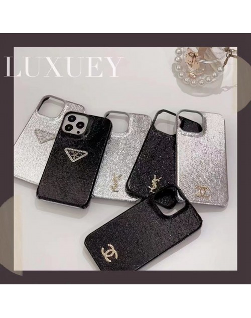 PRADA/プラダ YSL/イブ・サンローラン ブランド iPhone 14/14 Pro/14 Pro Maxケース モノグラム 背面レザー ジャケット型 きらきら ソフト アイフォン14/14プロ/14プロ マックス/13/12/11カバー 大人気 メンズ レディース