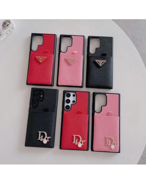 Dior/ディオール Prada/プラダ ブランド iphone 14/14 pro/14 pro maxケース モノグラム カード入れ レザー製 galaxy s23/s23+/s23 plus/s23 ultra/s21/s20/note20カバー コピー アイフォン14/13/12/11/X/XS/XR/8+/7+スマホケース ファッション メンズ レディーズ