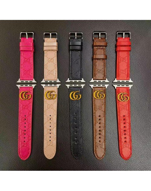 GUCCI/グッチ ハイブランド アップルウォッチ8/SE2/Ultra/7バンド オシャレ レザー製 モノグラム Apple Watch 8/se2/ultra/7/6/5/4/3/2ストラップ 高級 ブランド 人気 メンズ レディース