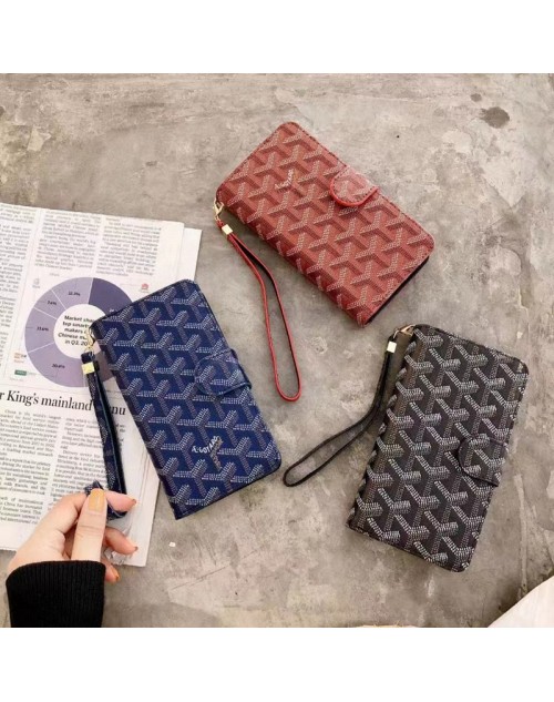 ゴヤールブランドGalaxy S22/S22+/S22 ultraケース ヘリンボーン柄 手帳型GalaxyA53 (SC-53C)Goyard クラシック カード入り ハイブランドiphone13/14pro/14promaxカバー お得