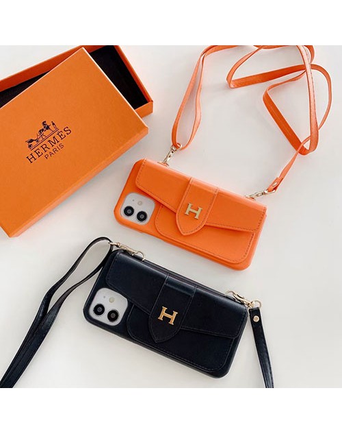 HERMES ハイブランド iphone 13 pro/13 mini/13 pro maxケース エルメス ストラップ付き 封筒型 アイフォン13/12/11/se2/x/xr/xs/8/7ケース カード収納 バッグ 経典 ジャケット型 女性向け ファッション 高級 人気 メンズ レディーズ