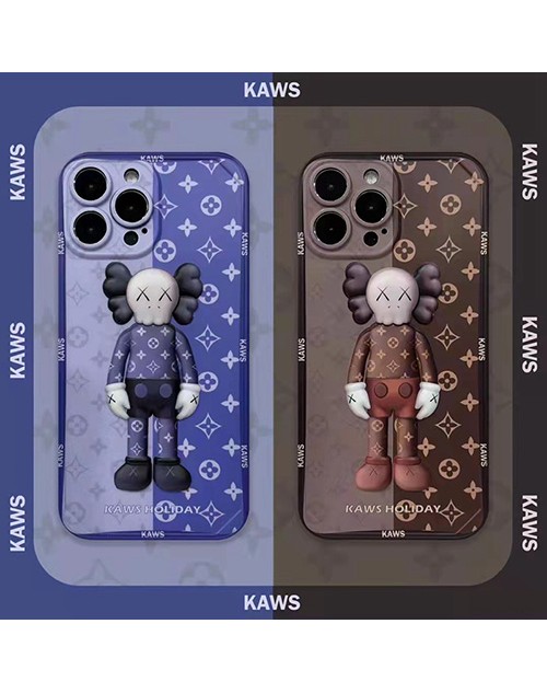 ルイヴィトン カウズ コラボ ブランド iphone 13 pro/13 pro max/13 miniケース かわいい インスタ風 LV モノグラム KAWS:HOLIDAY ジャケット型 アイフォン13/12/11/x/8/7/6ケース ファッション メンズ レディーズ