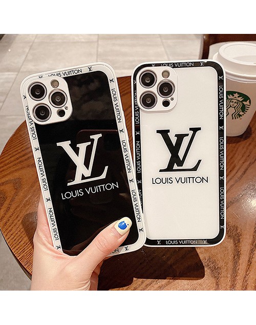 ルイヴィトン/LV  ブランド iPhone 13 mini/13 pro/13 pro maxケース 鏡面ガラス型 韓国風 ジャケット型 黒白色 アイフォン13/12/11/x/xr/xs/8/7カバー モノグラム 耐衝撃 ファッション メンズ レディース