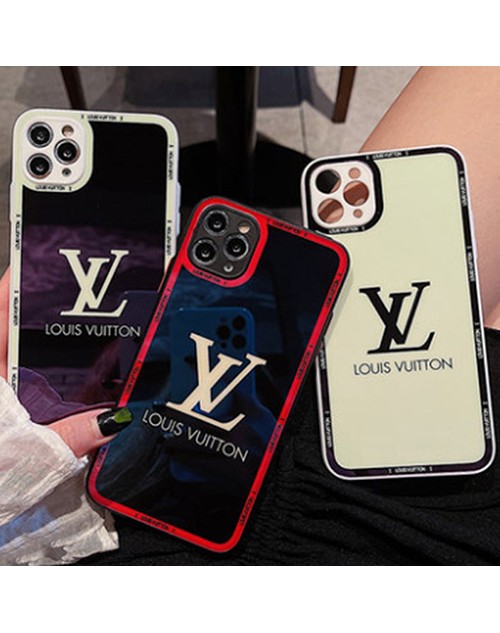 LV ルイヴィトン iphone13 pro/13 pro max/13 miniケース ブランド 韓国風 鏡面ガラス型 キラキラ ジャケット型 モノグラム 耐衝撃 アイフォン13/12/11/x/xr/xs/8/7カバー 黒白赤色 ファッション メンズ レディース