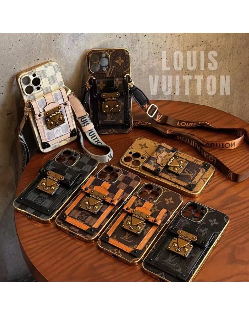 LV ルイヴィトン ハイブランド iphone 14/14Pro max/14Pro/14 Plusケース かわいい バッグ型 カード入り ストラップ付き モノグラム ボタン付き レザー 斜めがけ アイフォン14/14プロ/14プロ マックス/14マックス/14/13/12/11/X/XS/XR/8/7 Plusカバー ファッション メンズ レディース