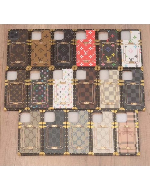 LV/Supreme/Gucci/Burberry ハイブランド iphone 14 pro max/14 pro/14 plus/14ケース かわいい トランク型 ハンドバンド付き モノグラム ルイヴィトン シュプリーム グッチ バーバリー アイフォン14/プロマックス/14プロ/14プラス/14/13/12/11/x/xs/xs max/xr/8 plus/7+カバー セレブ愛用 保護 ファッション メンズ レディース