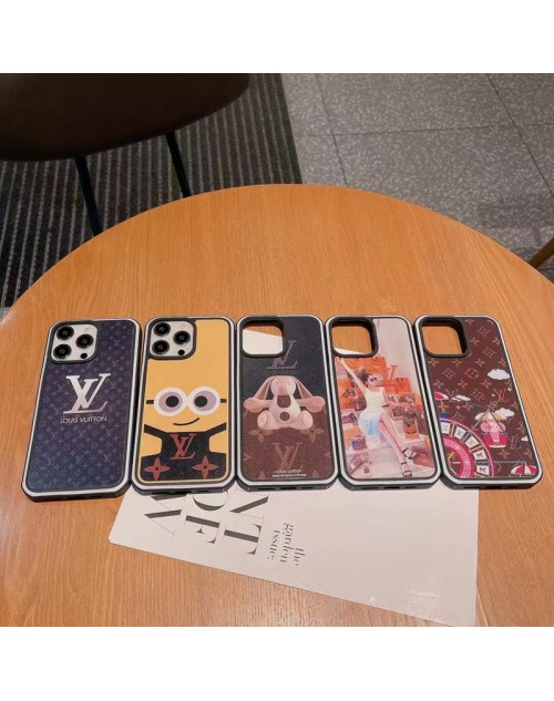 LV ルイヴィトン ブランド iPhone 14/14 Pro/14 Pro Max/14 Plus ケース 個性 ミニオン柄 美人 ウサギ 観覧車 キャラクター風 レザー製 アイフォン14/14プロ/14プロ マックス/14プラス/13/12/11カバー ファッション メンズ レディース