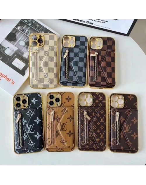 LV ルイヴィトン ブランド iPhone 14/14 Pro/14 Pro Maxケース 財布型 カード収納 ジッパー付き レザー 小銭入れ モノグラム ジャケット型 アイフォン14プロ マックス/14プロ/14/13/12/11カバー ファッション レディース