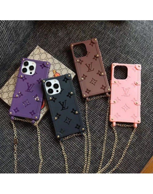 LV/ルイヴィトン ハイブランド iphone 14 pro max/14 pro/14/14ケース かわいい トランク型 チェーン付き モノグラム シリコン アイフォン14プロマックス/14プロ/14/13カバー セレブ愛用 ファッション メンズ レディース