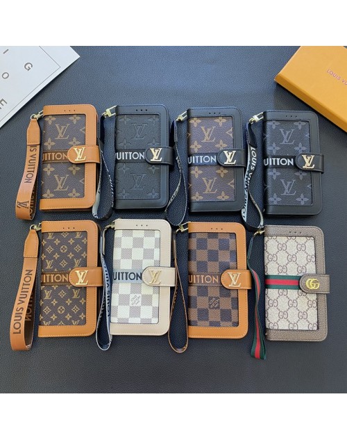 Lv ルイヴィトン Gucci グッチ男女兼用 人気 ブランド iphone 15 plus 14ケース  Galaxy s24 ultraケース手帳型galaxy s24plusケース ビジネス ストラップ付きins風 ギャラクシーS23プラス スマホケース 可愛い個性潮ファッション