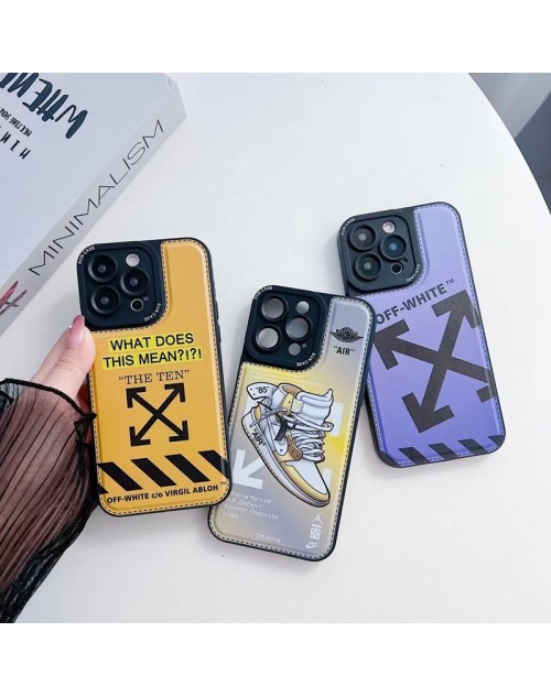 Off-White オフホワイト Nike ナイキ ジョーダン ブランド iphone 14 Plus 14 Pro max 14 Pro 14スマホケース かわいい 矢印 Air-Jordan スポッツ靴柄 ジャケット型 アイフォン14プラス/14プロ マックス/14プロ/14/13/12/11カバー ファッション メンズ レディース