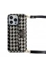 PRADA プラダ ブランド iphone14Pro max/14Pro/14plus/14ケース おしゃれ モノグラム 千鳥柄 レザー ストラップ バング風 カード入れ アイフォン14プラス/14プロ マックス/14プロ/14/13/12/11カバー ファッション メンズ レディース