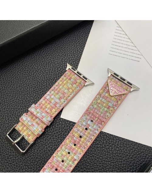 Prada プラダブランド アップルウォッチ9/8ハンド かわいいapple watch se2ストラップ ファッションapple watch ultraバンド メンズ レディースアップルウォッチ7バンド 調節可能