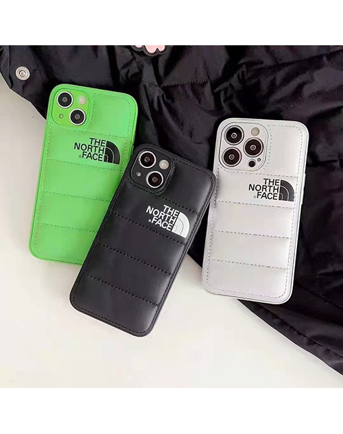 the north face ザ.ノース.フェイス ブランド iphone 15/15 pro/15 pro max/14/13 miniケース セレブ愛用 レザー 経典 ダウンジャケット風 THE NORTH FACE レザー製 保護 アイフォン15/14プロマックス/13ミニ/12/11カバー オーダーメイド メンス レデイース