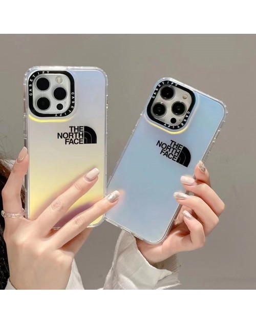 The North Face ザ.ノース.フェイス ブランド iPhone 14/14 Pro/14 Pro Maxケース かわいい メッキ風 クリアケース モノグラム柄 ジャケット型 アイフォン14プロ マックス/14プロ/14/13/12/11カバー ファッション メンズ レディース 