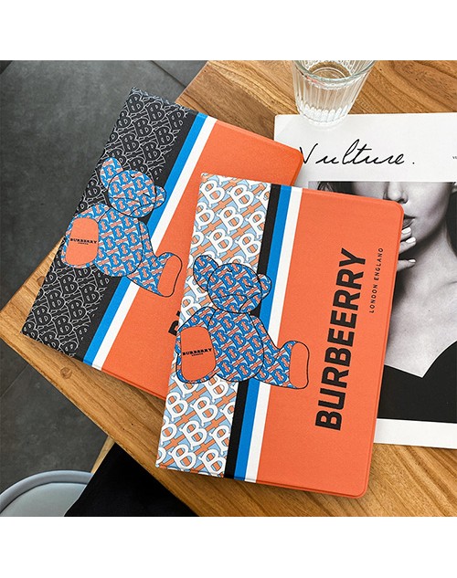 BURBERRY ブランド ipad mini 6/9/pro 2021ケース モノグラム バーバリー ペンシル収納 アイポッド ミニ 6/9/ピロ2020カバー 手帳型 第9/8/7世代 熊風 スタンド付き 芸能人愛用 ipad air4/3/2カバー 全機種対応 メンズ レディーズ 