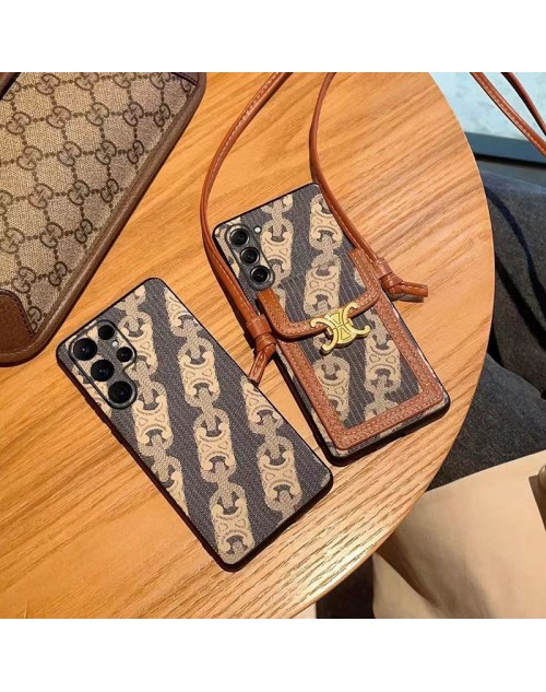 Celine セリーヌ ハイブランド galaxy s23/s23 plus/s23 ultra/a54 5gケース モノグラ  ム柄 レザー ストラップ バング風 カード入れ ジャケット型 おしゃれ ブランド ギャラクシーS23/S23プラス/S23ウルトラ/A54 5G/S22/S21/S20/NOTE20カバー メンズ レディース