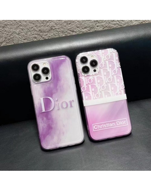 DIOR ディオール ブランド iphone 14/14 pro/14 pro maxケース クリアケース パープル色 きらきら モノグラム 経典 アイフォン14/13/12/11カバー ファッション メンズ レディーズ 